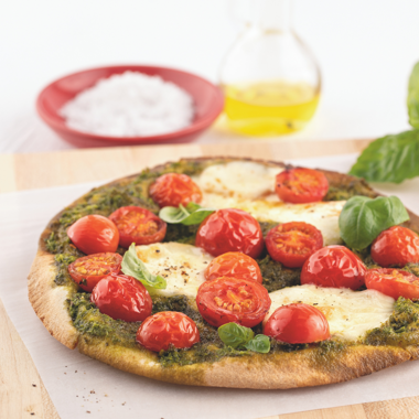 Vegetarian pizza with caprese